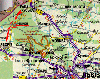 Курорт Немирів на карті Львівської області Бальнеологічний курорт Немирів на карті Львівської області